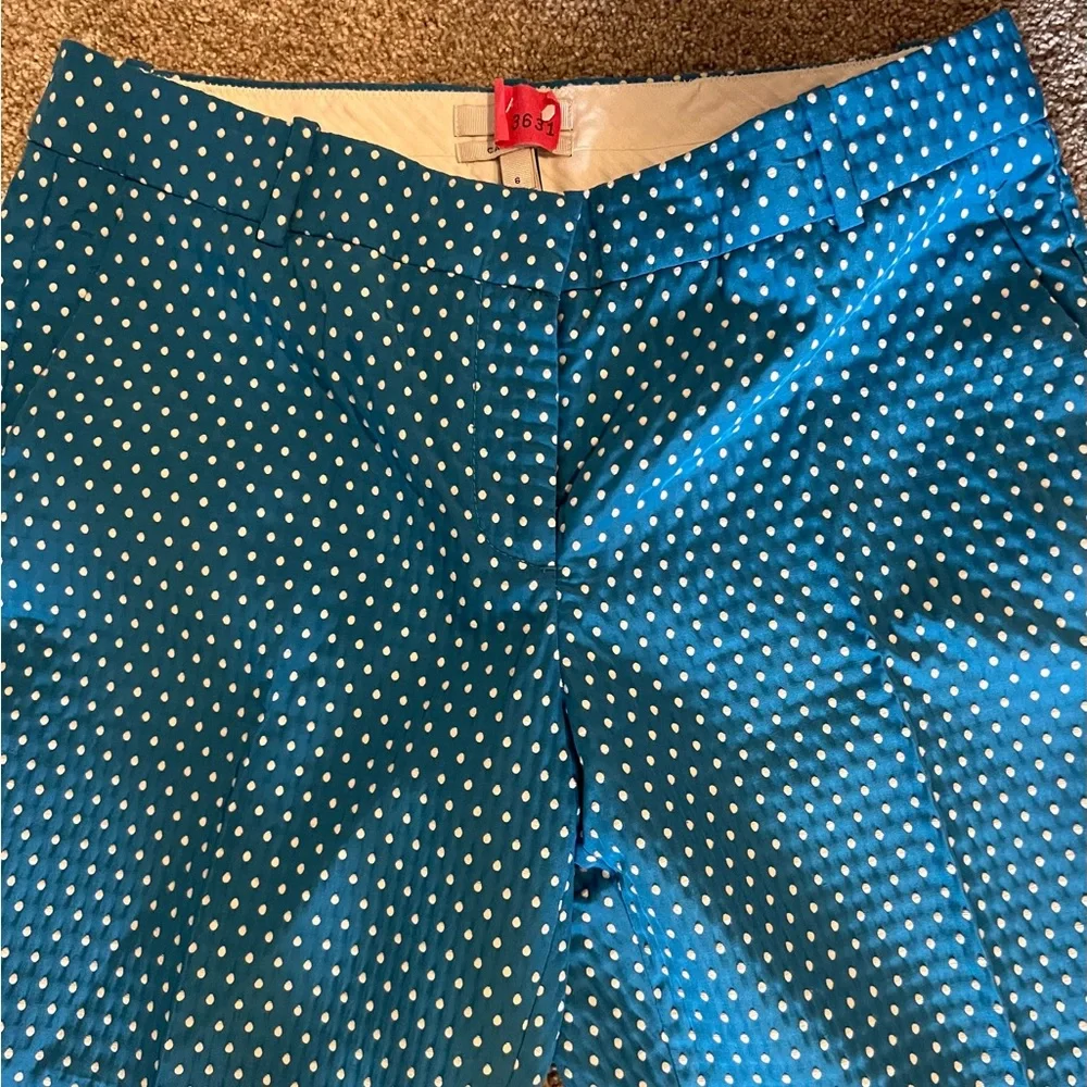 J Crew Blue Polka Dot Cafe Capri 6 - Picture 3 of 6